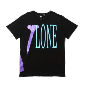 VLONE Text Printed Tshirt in Black and Blue